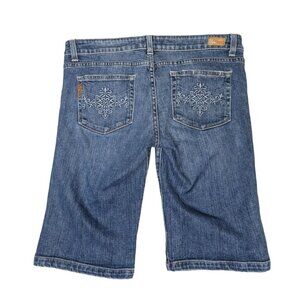 Paige Premium Womens Denim Walking Shorts Sz 31 Embroidered Back Pockets Stretch